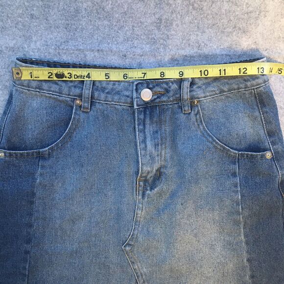 Altar'd State Skirt, Women's Size XS, Denim Blue Fray Distressed Stretch Pockets - Picture 7 of 8
